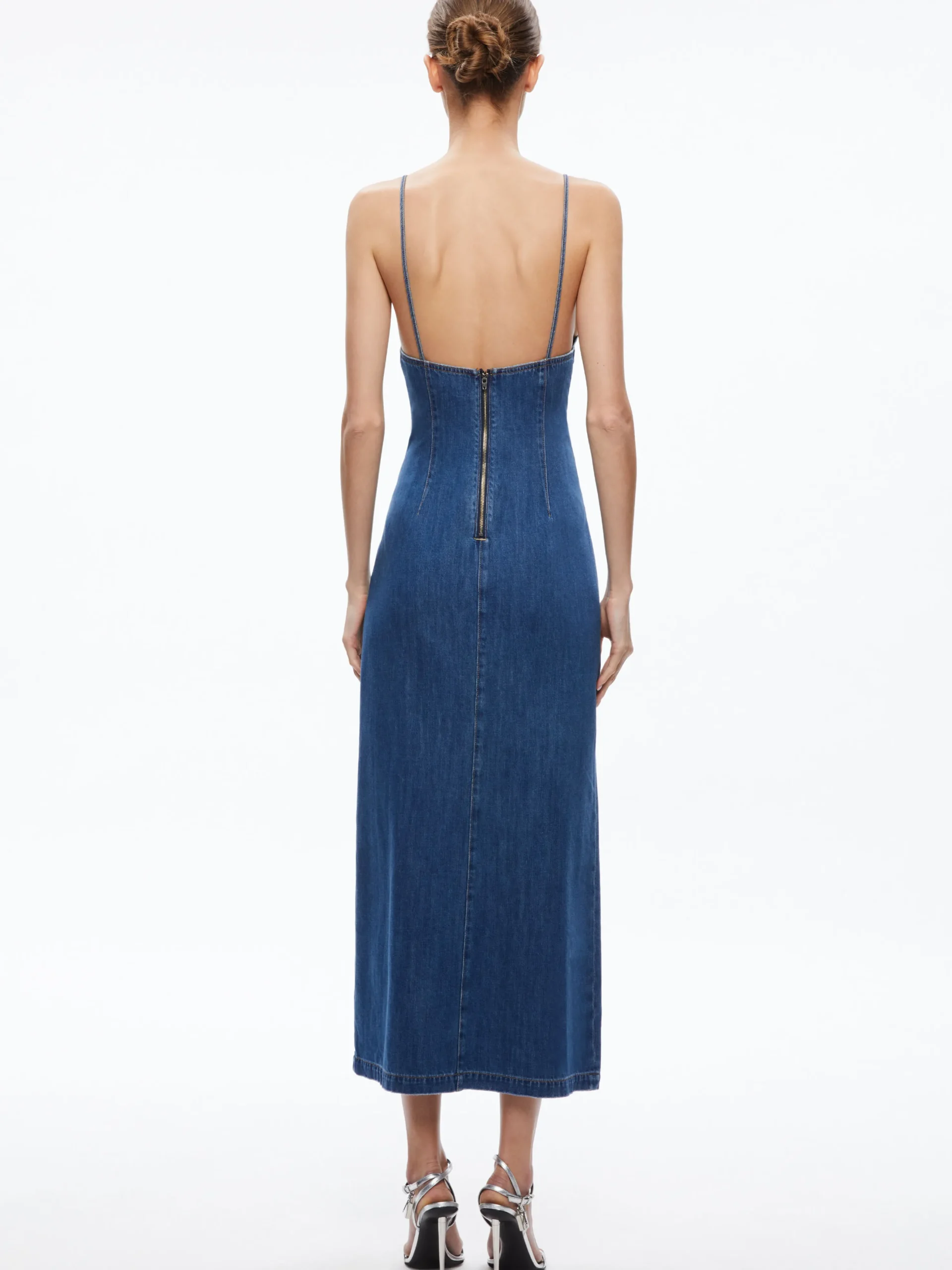 JULIETTA DENIM SLIP DRESS WITH SLIT