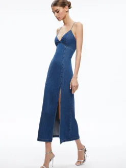 JULIETTA DENIM SLIP DRESS WITH SLIT