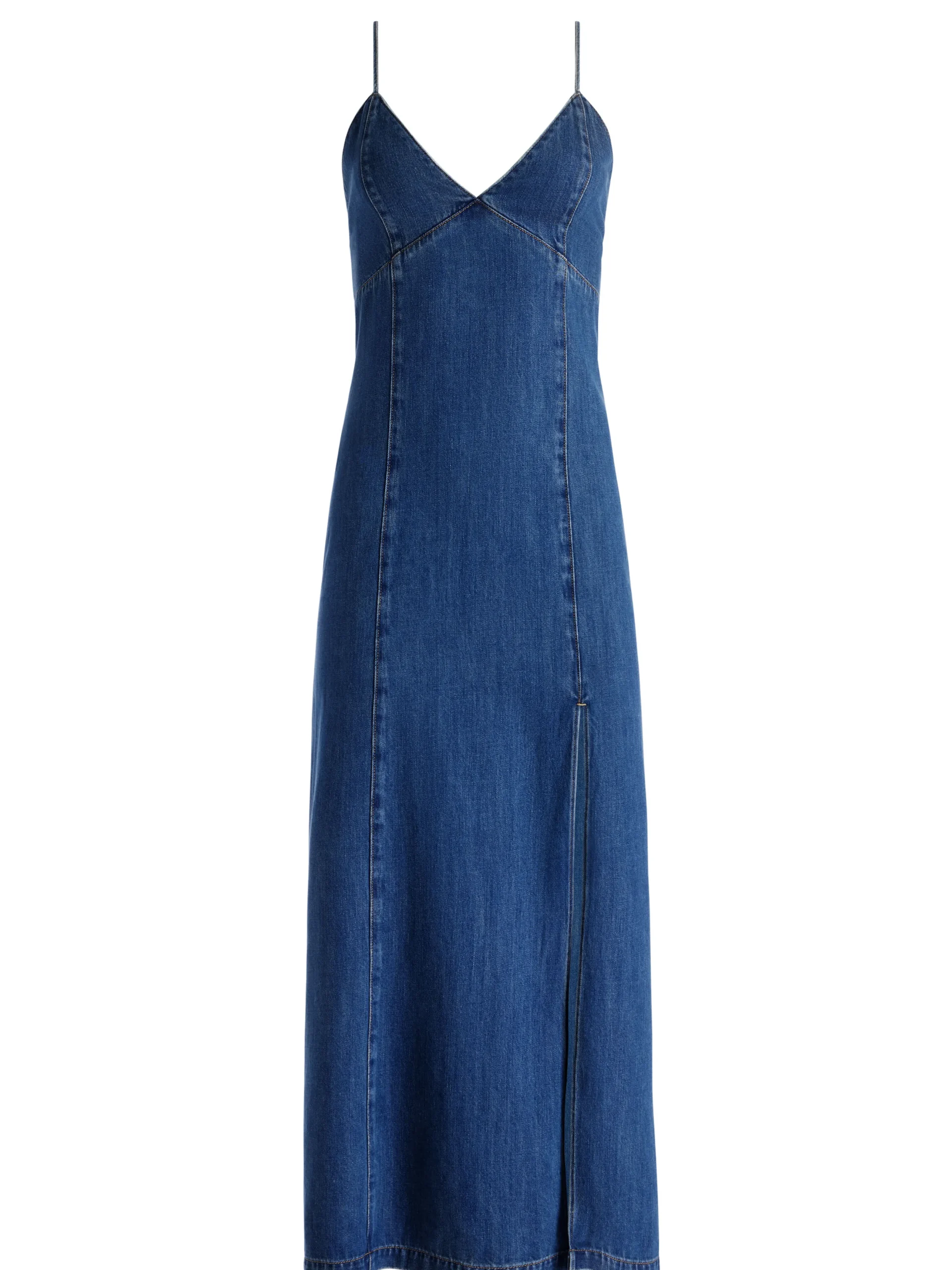 JULIETTA DENIM SLIP DRESS WITH SLIT