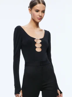 KALENA SCOOP NECK CUTOUT BODYSUIT