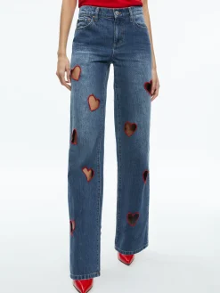 KARRIE EMBROIDERED HEART CUTOUT JEAN