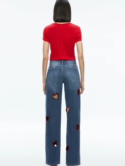 KARRIE EMBROIDERED HEART CUTOUT JEAN