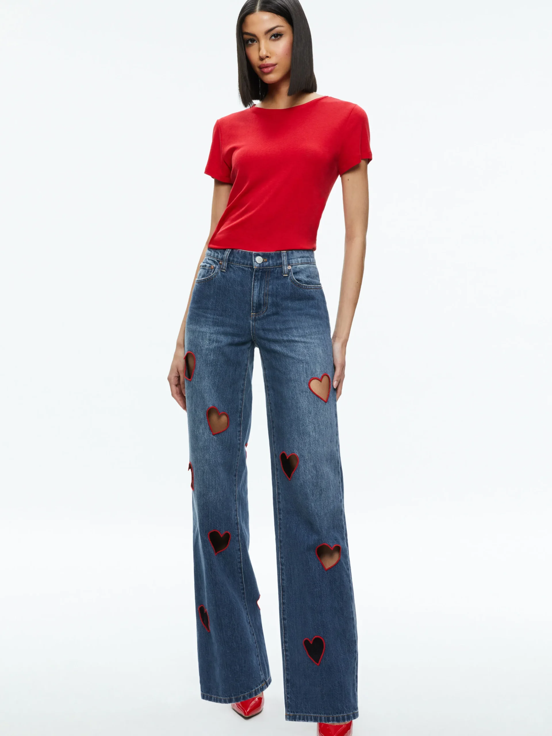 KARRIE EMBROIDERED HEART CUTOUT JEAN