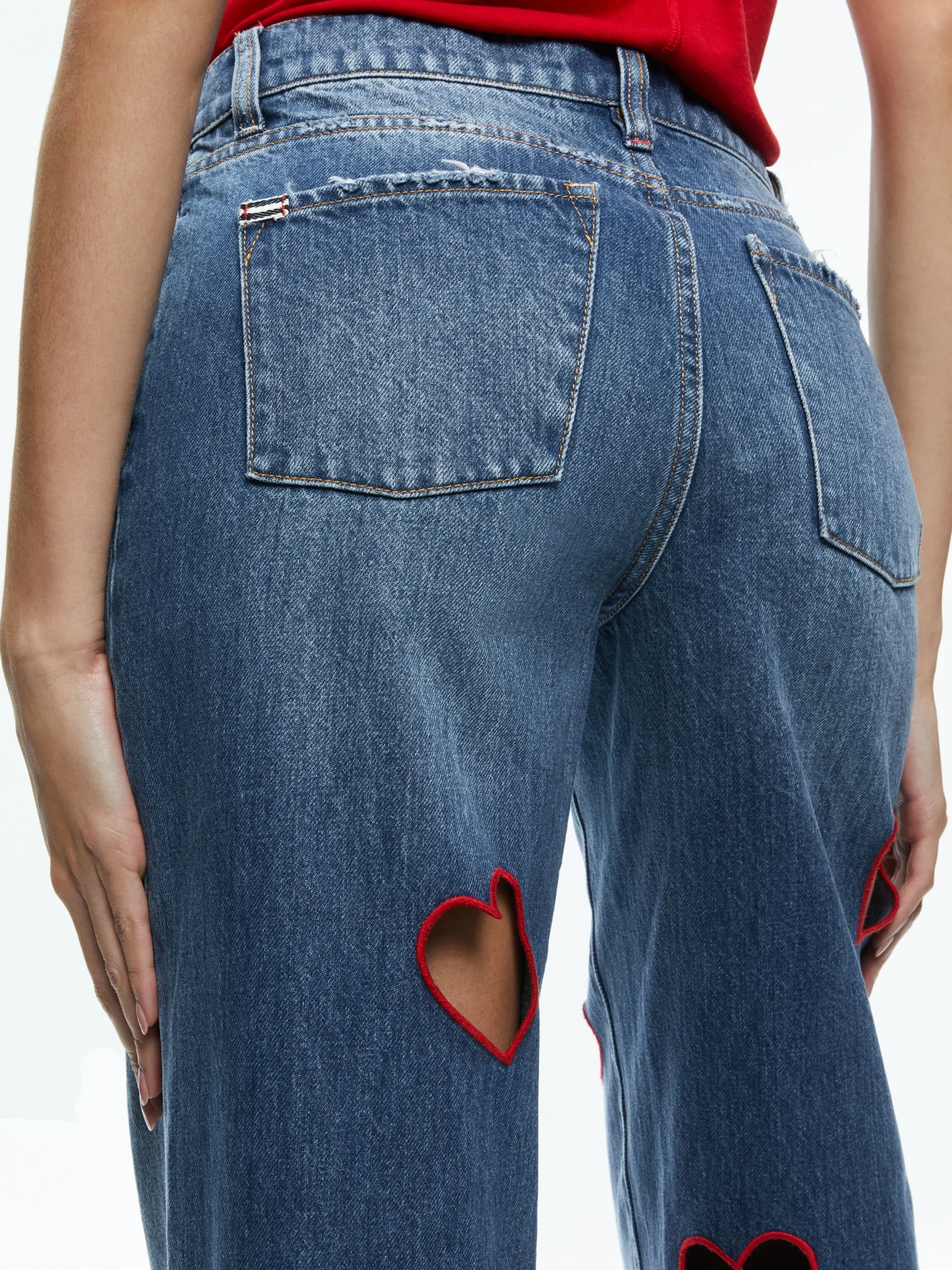 KARRIE EMBROIDERED HEART CUTOUT JEAN