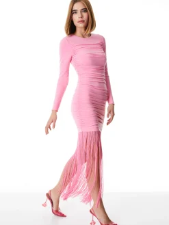 KATHERINA LONG SLEEVE DRESS WITH FRINGE