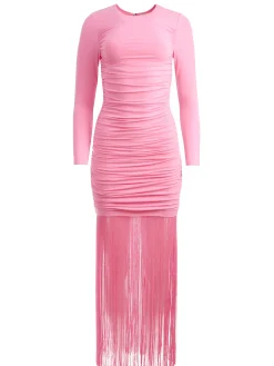 KATHERINA LONG SLEEVE DRESS WITH FRINGE
