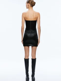 KELLY STRAPLESS VEGAN LEATHER MINI DRESS
