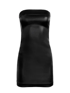 KELLY STRAPLESS VEGAN LEATHER MINI DRESS