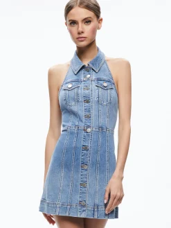 KENDALL DENIM HALTER MINI DRES