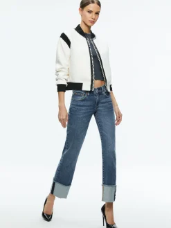 KERI COMBINATION VEGAN LEATHER VARSITY JACKET