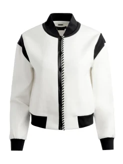 KERI COMBINATION VEGAN LEATHER VARSITY JACKET