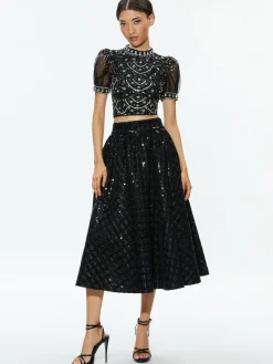 KRISTINA EMBELLISHED PUFF SLEEVE CROP TOP