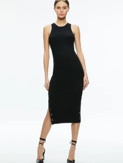LALITA SIDE SNAP MIDI DRESS