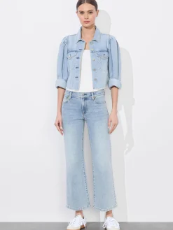 LANA PUFF SLEEVE DENIM JACKET WITH RAW HEM
