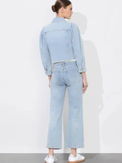 LANA PUFF SLEEVE DENIM JACKET WITH RAW HEM