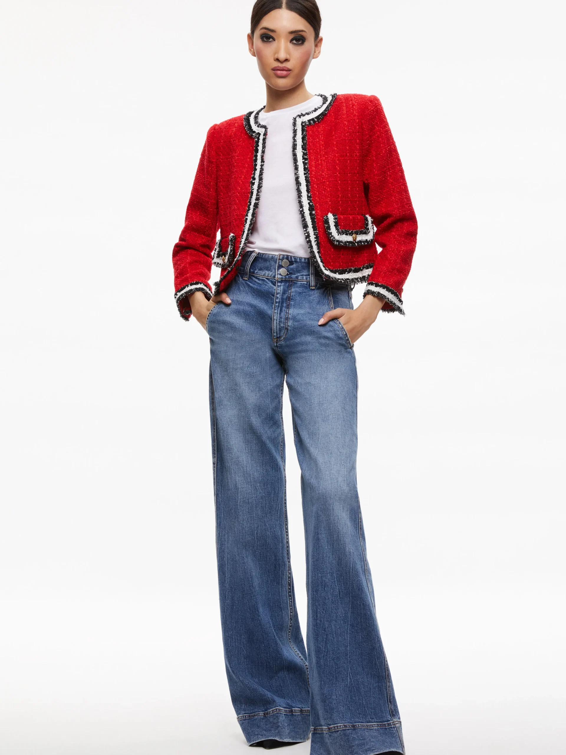 LANDON TWEED CROPPED JACKET + RUBI TWEED MINI SKIRT