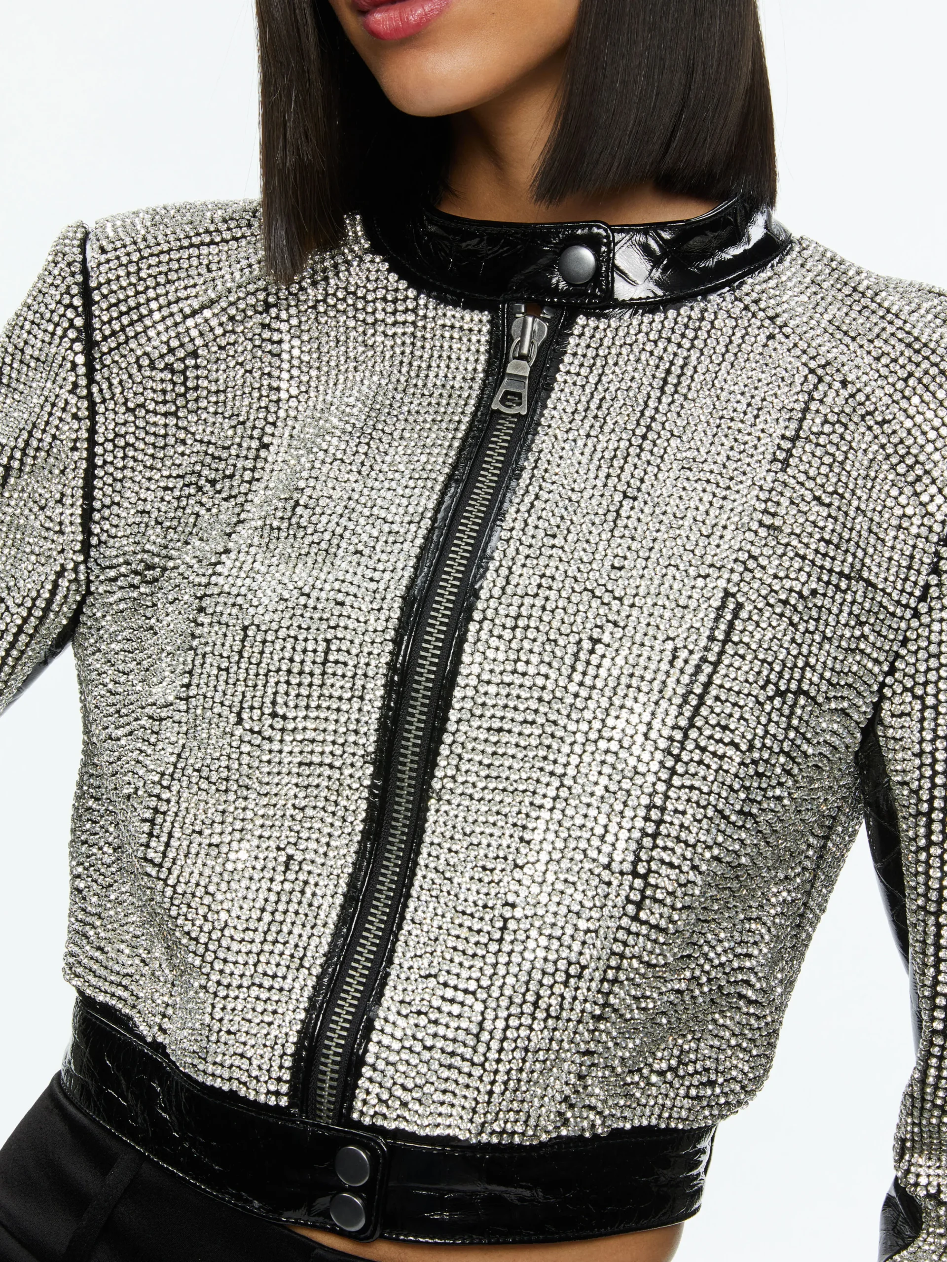 LARI CRYSTAL EMBELLISHED LEATHER JACKET
