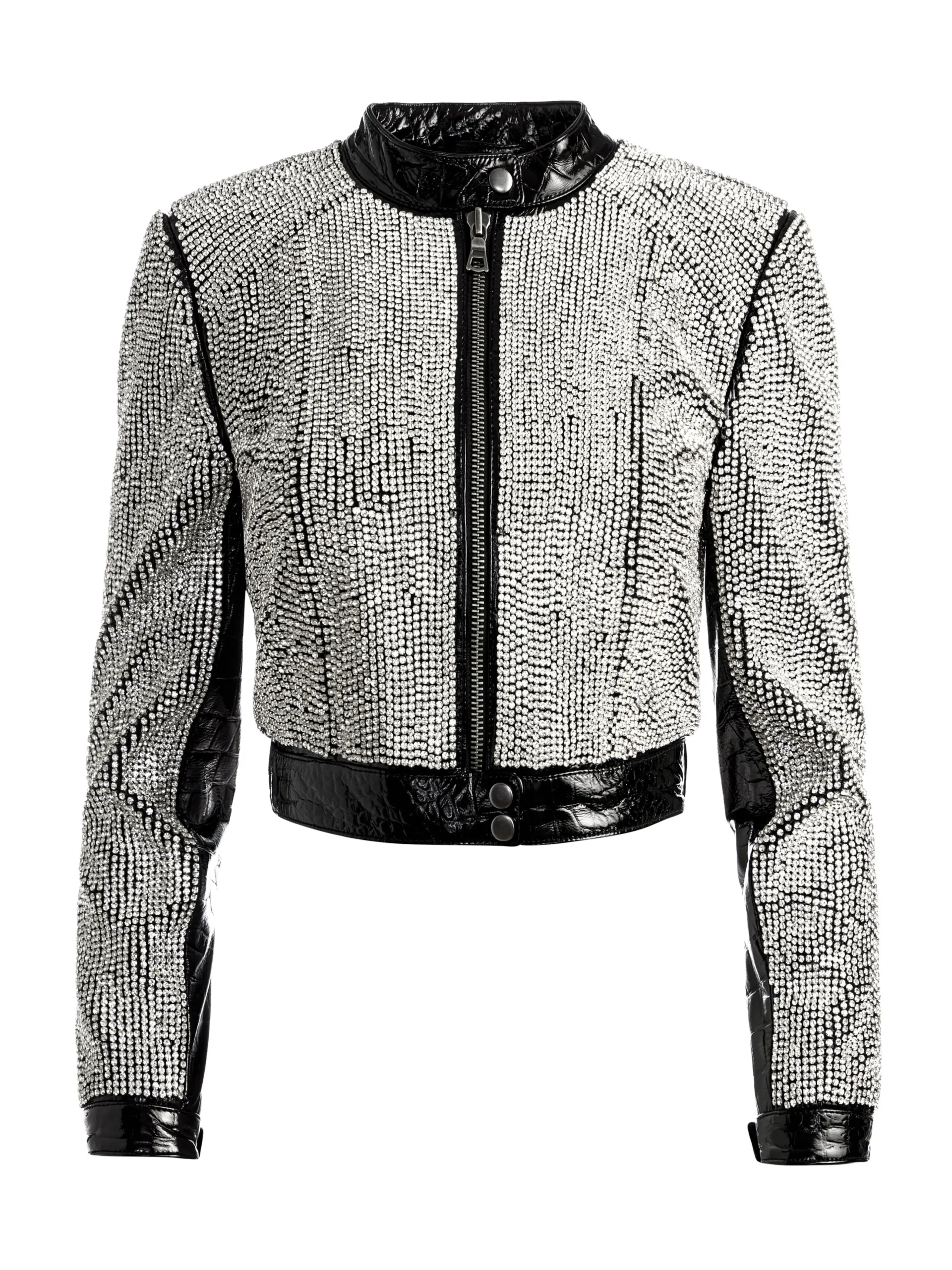 LARI CRYSTAL EMBELLISHED LEATHER JACKET