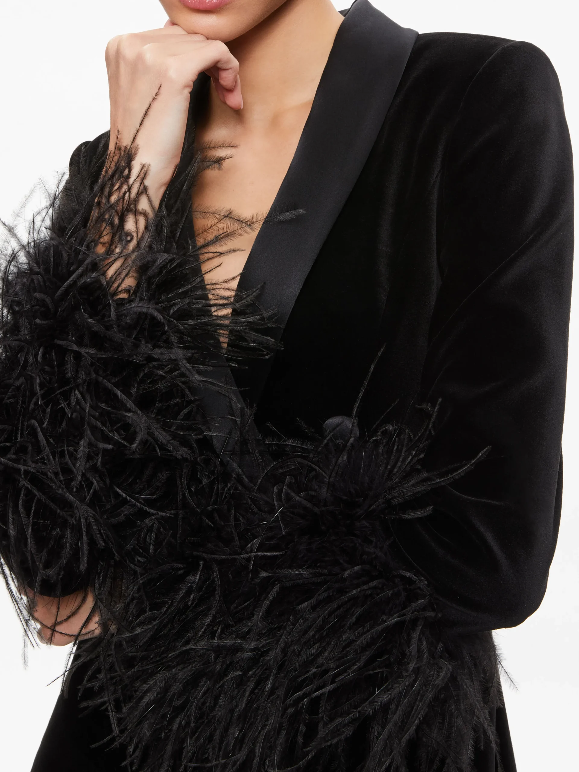 LATOYA FEATHER CUFF BLAZER MINI DRESS