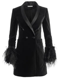 LATOYA FEATHER CUFF BLAZER MINI DRESS
