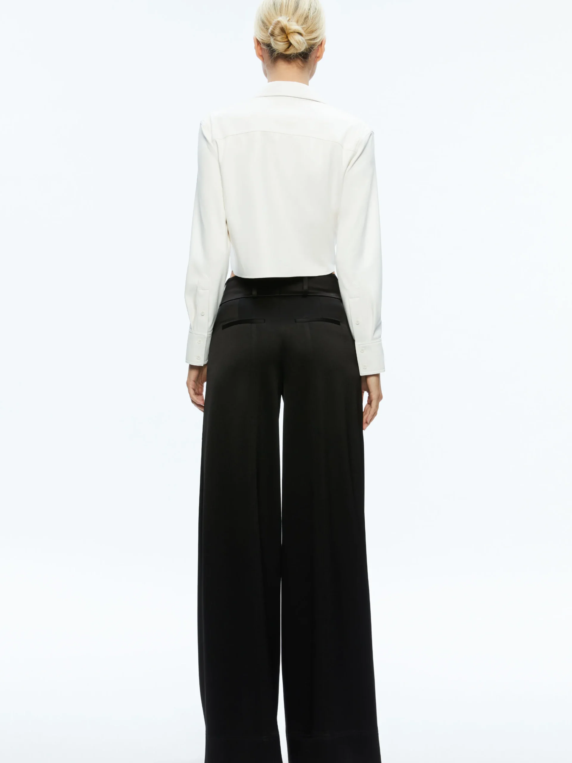 LEON CROPPED VEGAN LEATHER BUTTON DOWN