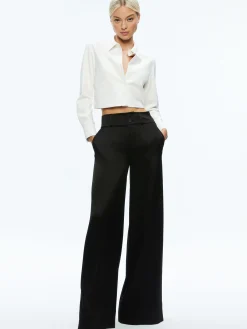 LEON CROPPED VEGAN LEATHER BUTTON DOWN