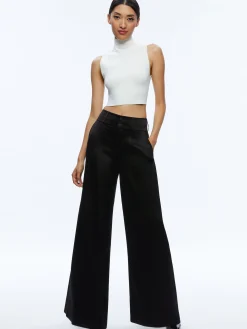 LEONE CROPPED WRAP BLAZER + MAME HIGH RISE WIDE LEG PANT