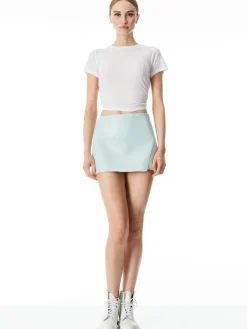 LILIA VEGAN LEATHER CROSSOVER SKIRT