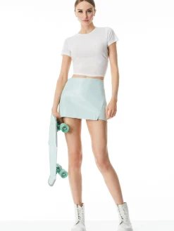 LILIA VEGAN LEATHER CROSSOVER SKIRT