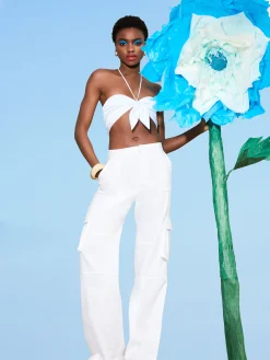 LIVIA TIE FRONT HALTER TOP