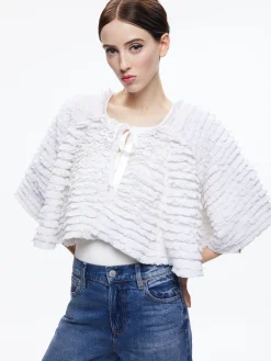 LOREE RUFFLE TIE FRONT CROPPED JACKET