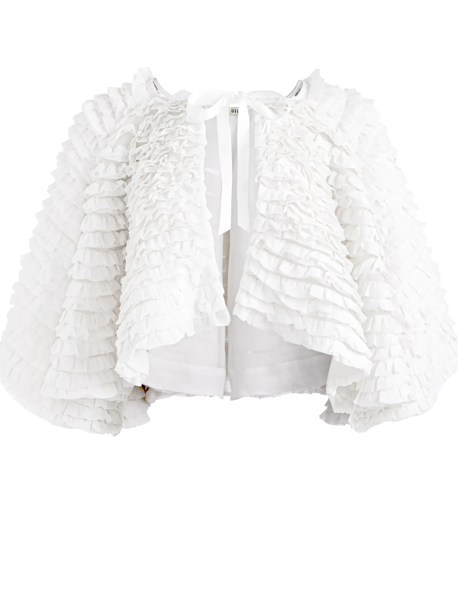 LOREE RUFFLE TIE FRONT CROPPED JACKET