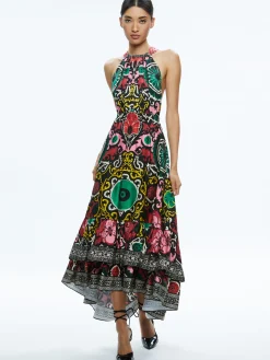 LOYCE TWIST BACK RUFFLE MAXI DRESS