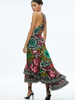 LOYCE TWIST BACK RUFFLE MAXI DRESS