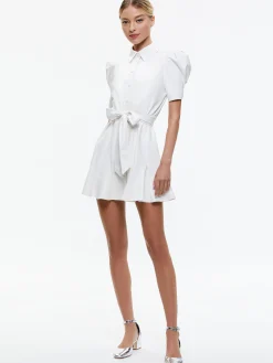 LURLENE SHORT SLEEVE VEGAN LEATHER MINI DRESS