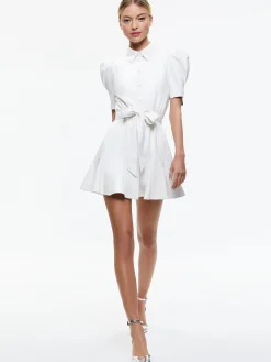 LURLENE SHORT SLEEVE VEGAN LEATHER MINI DRESS