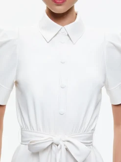 LURLENE SHORT SLEEVE VEGAN LEATHER MINI DRESS