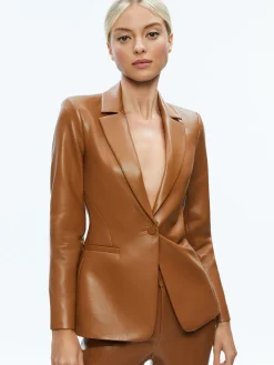 MACEY FITTED VEGAN LEATHER BLAZER