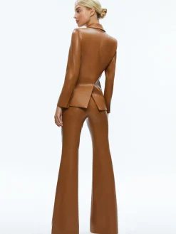 MACEY FITTED VEGAN LEATHER BLAZER + DANETTE VEGAN LEATHER SPLIT HEM TROUSERS