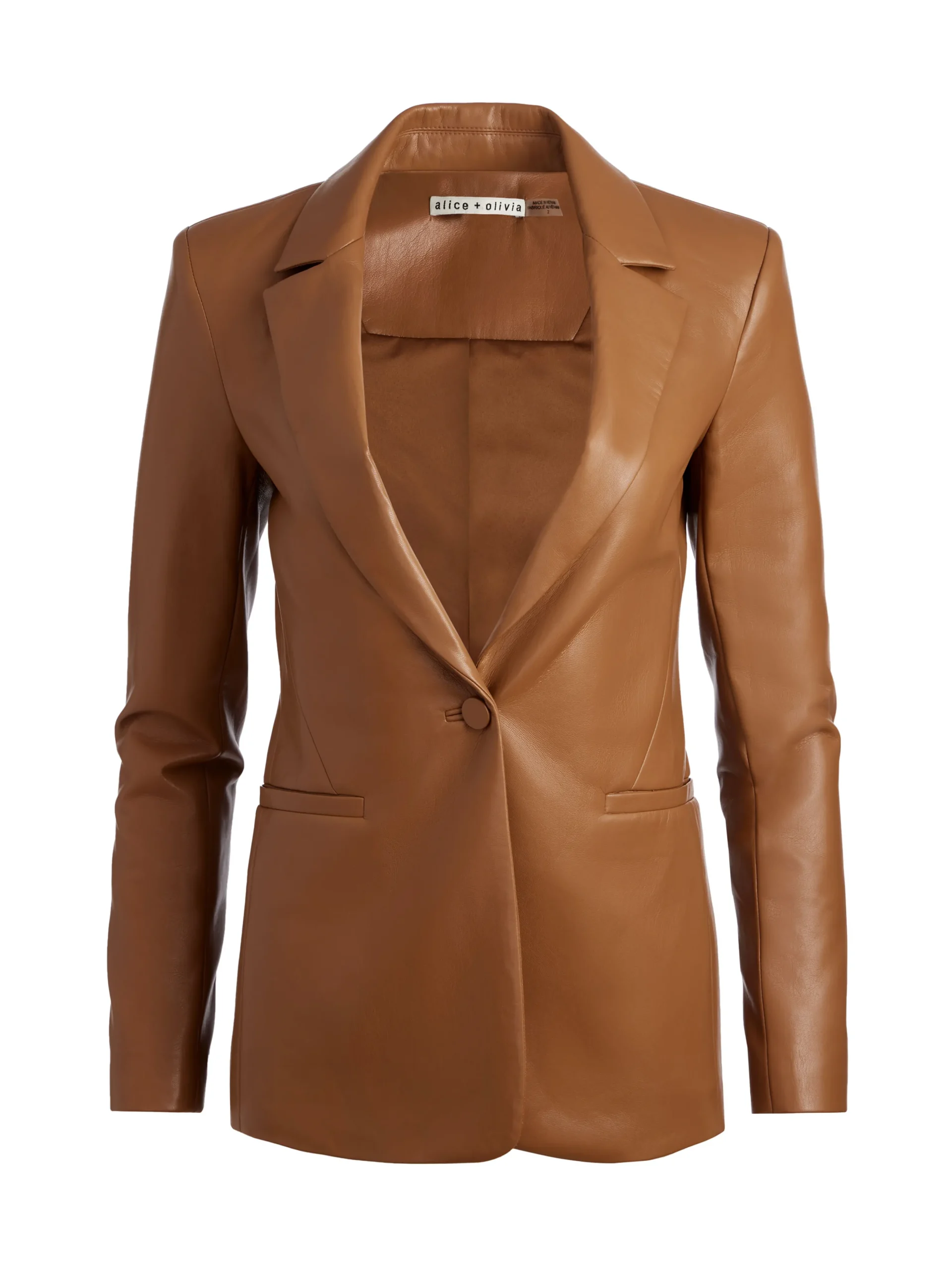 MACEY FITTED VEGAN LEATHER BLAZER + DANETTE VEGAN LEATHER SPLIT HEM TROUSERS