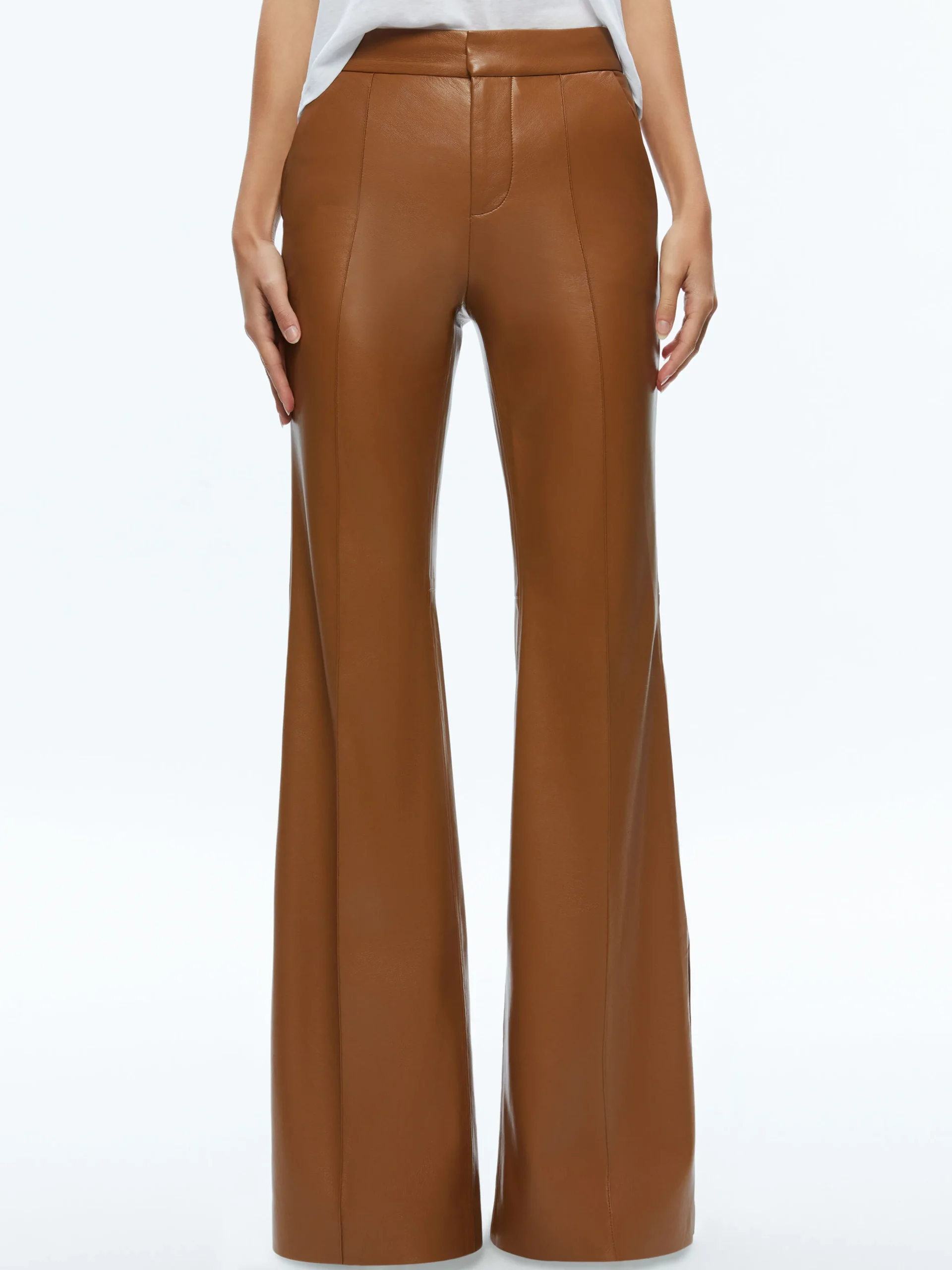 MACEY FITTED VEGAN LEATHER BLAZER + DANETTE VEGAN LEATHER SPLIT HEM TROUSERS
