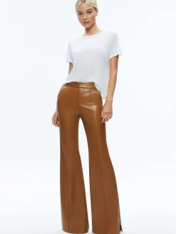 MACEY FITTED VEGAN LEATHER BLAZER + DANETTE VEGAN LEATHER SPLIT HEM TROUSERS