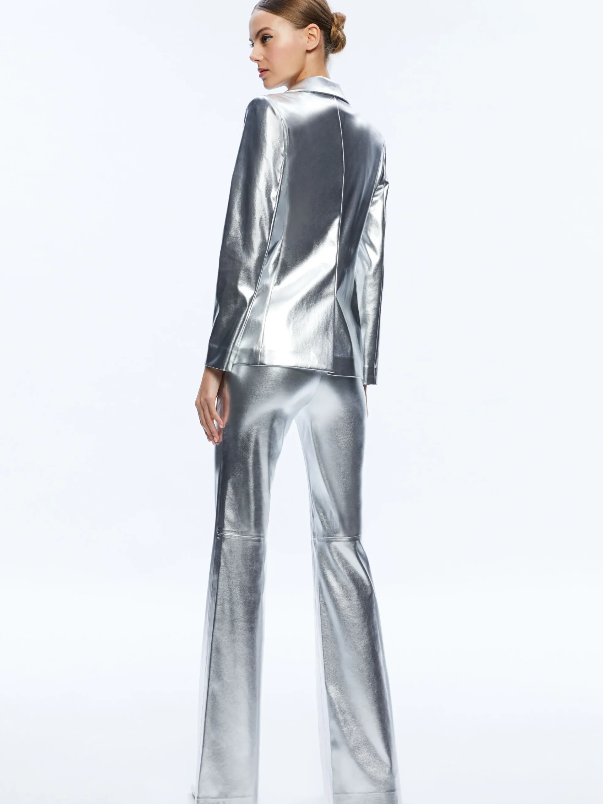MACEY METALLIC VEGAN LEATHER BLAZER + LIVI METALLIC VEGAN LEATHER PANT