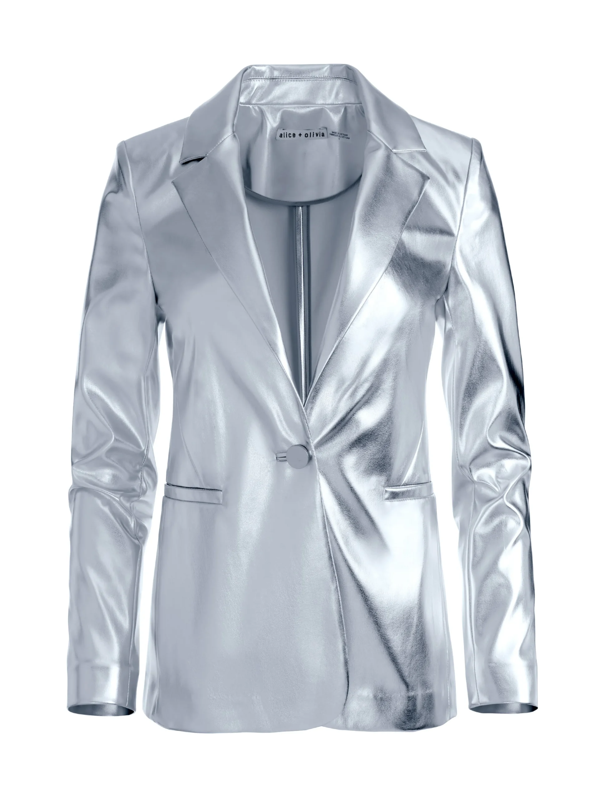 MACEY METALLIC VEGAN LEATHER BLAZER + LIVI METALLIC VEGAN LEATHER PANT