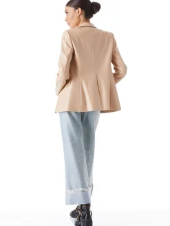 MACEY VEGAN LEATHER SHAWL COLLAR BLAZER