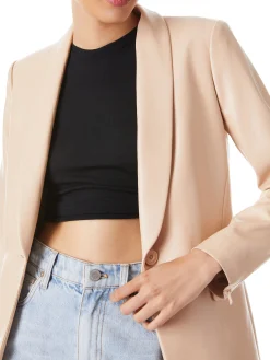 MACEY VEGAN LEATHER SHAWL COLLAR BLAZER
