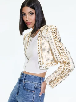 MAIRA CROPPED JACKET WITH CHAIN TRIM