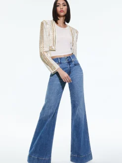 MAIRA CROPPED JACKET WITH CHAIN TRIM