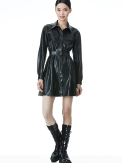 MALINA VEGAN LEATHER SHIRT DRESS