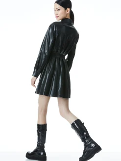 MALINA VEGAN LEATHER SHIRT DRESS